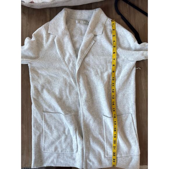 OST Women’s Open Front KnitCardigan XS Gray Cotton Soft Minimalist Lounge Jacket - Picture 6 of 6